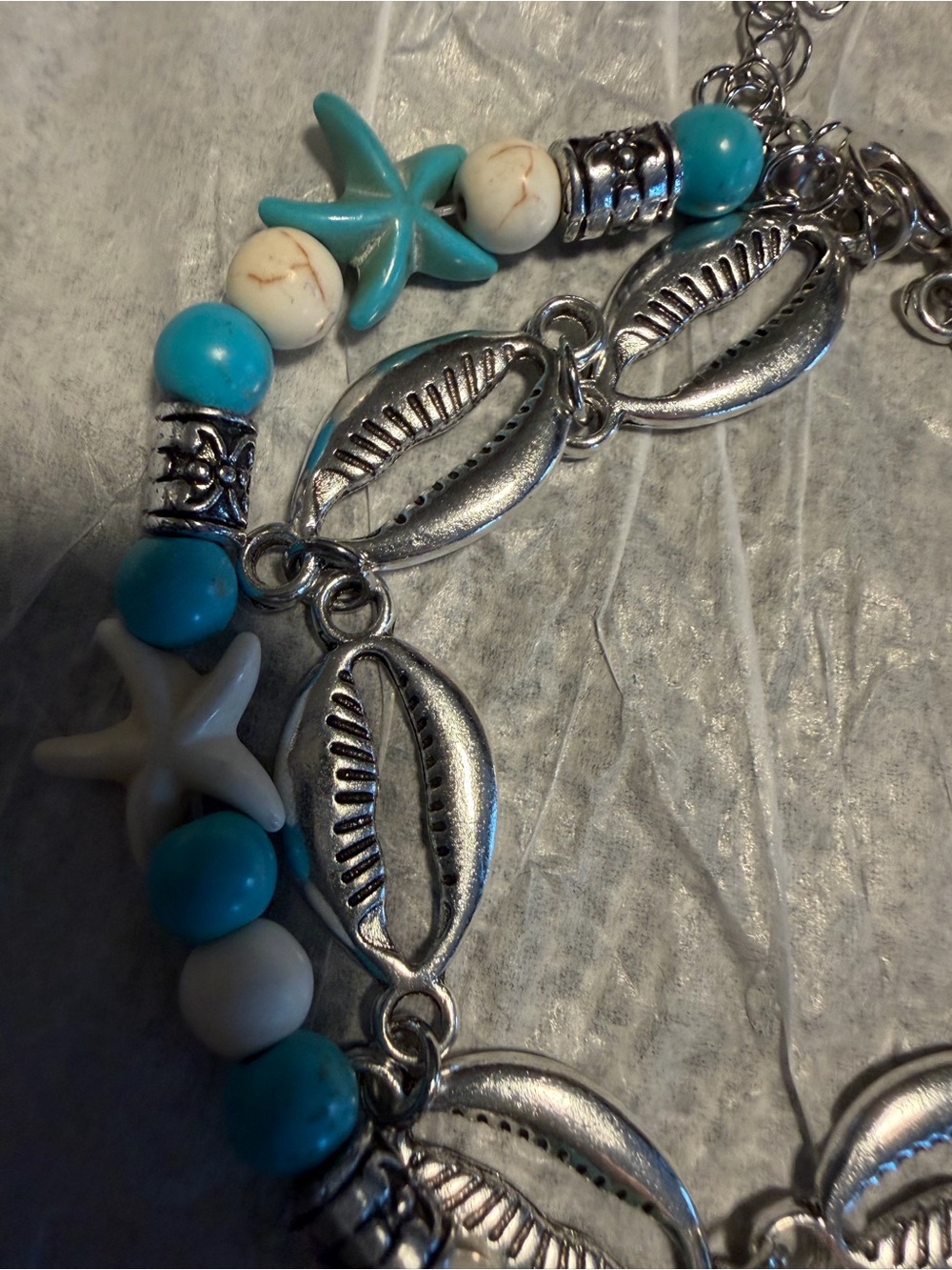 Ankle bracelet Turquoise & White Beach Charm - Picture 4 of 8